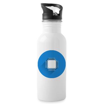 Blue Microchip Circuit Design - 20 oz Water Bottle - white - Right