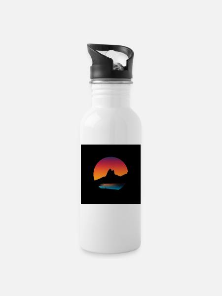 Rio Sunset Minimalist Art - 20 oz Water Bottle - white