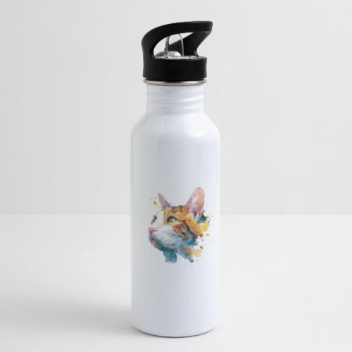 Cat: Feline Ink Burst - 20 oz Water Bottle