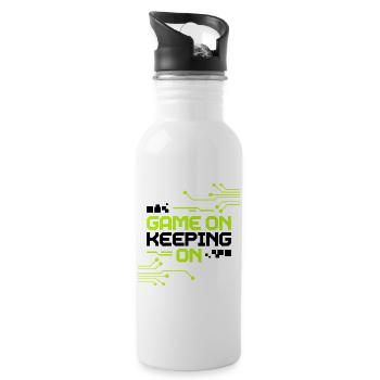 Game On Keeping On - Cyber Circuit Style - 20 oz Water Bottle - white - Right