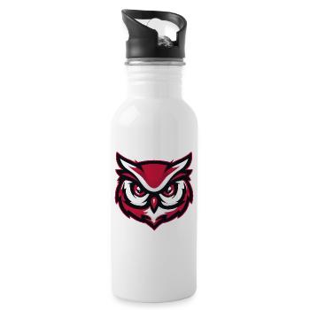 Owl Mascot Red White Design - 20 oz Water Bottle - white - Right