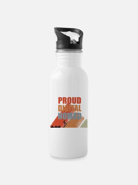 Proud Digital Nomad - 20 oz Water Bottle - white