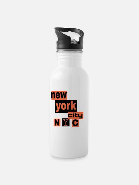 New York City Neon Blocks - 20 oz Water Bottle - white