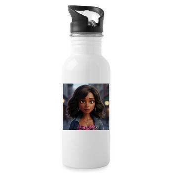 Urban Denim Girl with Neon Camo - 20 oz Water Bottle - white - Right