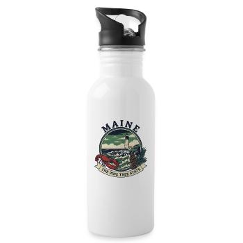 Maine Pine Lighthouse Crest - 20 oz Water Bottle - white - Right