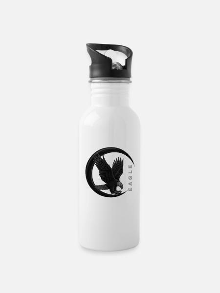 Eagle Crescent Emblem - 20 oz Water Bottle - white