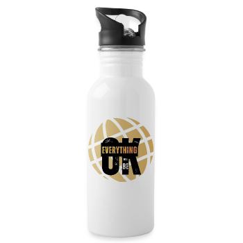 Everything Will Be OK Globe - 20 oz Water Bottle - white - Right