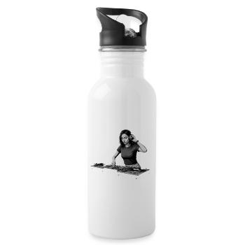 Noir DJ Portrait in Monochrome - 20 oz Water Bottle - white - Right