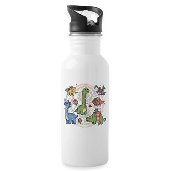 Dino Rainbow Parade - 20 oz Water Bottle - white - Right