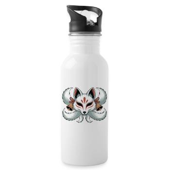 Kitsune Japanese Fox Mythology Design - 20 oz Water Bottle - white - Right