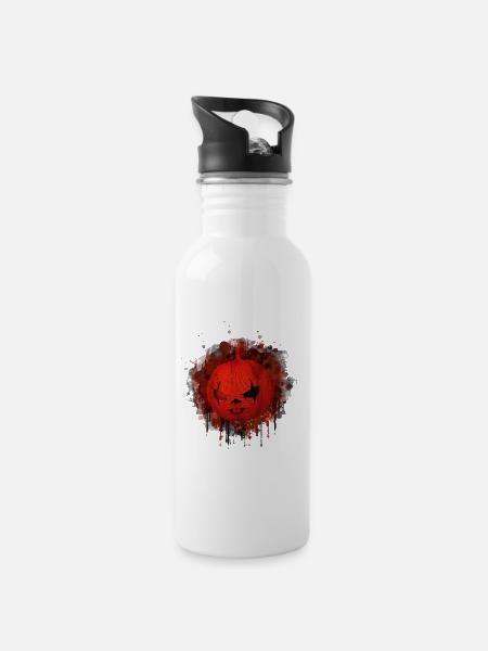 Crimson Grunge Pumpkin Face - 20 oz Water Bottle - white