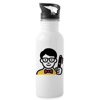 Teacher Professor Glasses Comic - 20 oz Water Bottle - white - Right