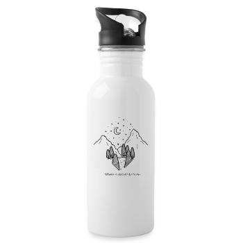 Moonlit Pines Over Night Valley - 20 oz Water Bottle - white - Right
