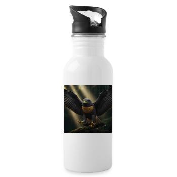 Stormwing Falcon in Backlit Forest - 20 oz Water Bottle - white - Right