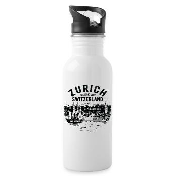 Zurich Switzerland Skyline With Alps Mountain View - 20 oz Water Bottle - white - Right