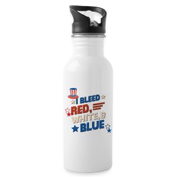 Bleed Red White Blue Patriotic - 20 oz Water Bottle - white - Right