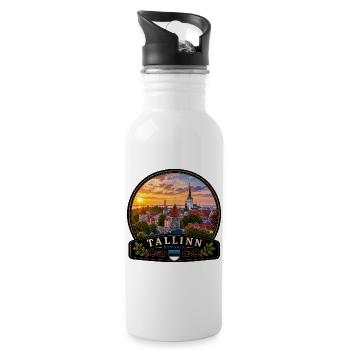 Medieval Olafs Church Old Town Tallinn Estonia - 20 oz Water Bottle - white - Right
