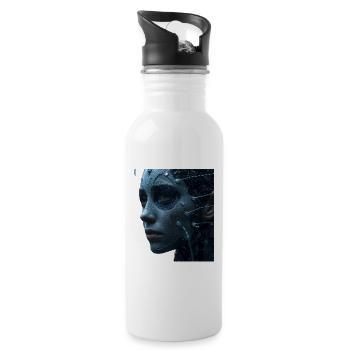 Neon Cyborg Veil - 20 oz Water Bottle - white - Right