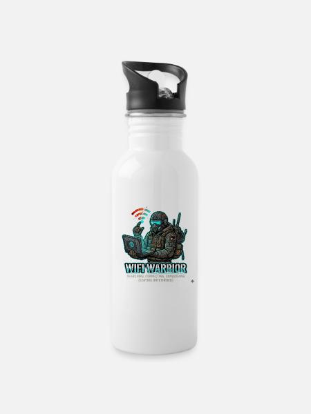WiFi Warrior: The Remote Work Survival Tee - 20 oz Water Bottle - white