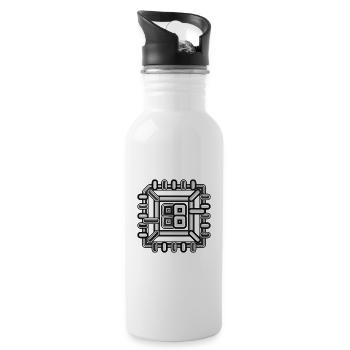 Monochrome Microchip Circuit - 20 oz Water Bottle - white - Right
