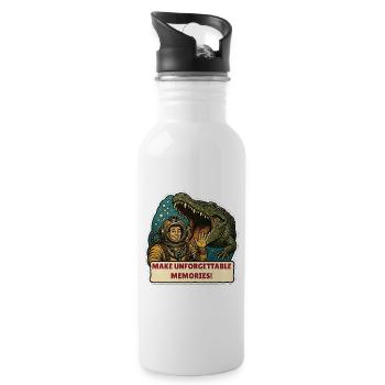 Vintage Diver and Crocodile Graphic - 20 oz Water Bottle - white - Right
