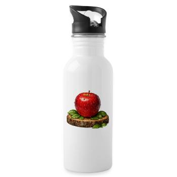 Dewy Apple on Rustic Wood Slice - 20 oz Water Bottle - white - Right