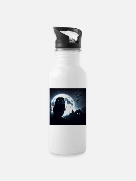 In the Moonlight: Barn Owl - 20 oz Water Bottle - white