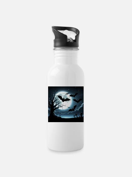 In the Moonlight: Bats - 20 oz Water Bottle - white