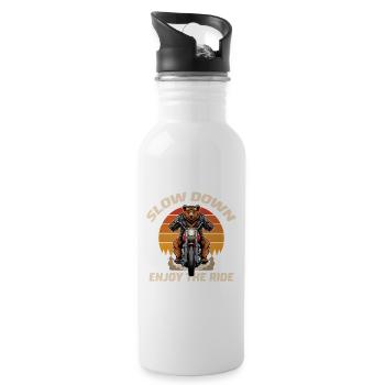 Slow Down Enjoy The Ride Bear - 20 oz Water Bottle - white - Right