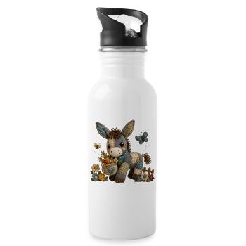 Patchwork Donkey Garden Charm - 20 oz Water Bottle - white - Right