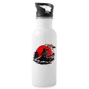 Samurai in the Crimson Storm - 20 oz Water Bottle - white - Right