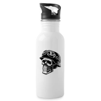 Biker Skull with Helmet and Goggles - 20 oz Water Bottle - white - Right