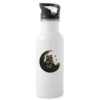 Cozy Raccoon on Moonlit Pine - 20 oz Water Bottle - white - Right