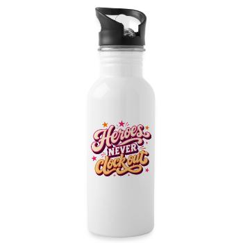 Heroes never clock out - 20 oz Water Bottle - white - Right