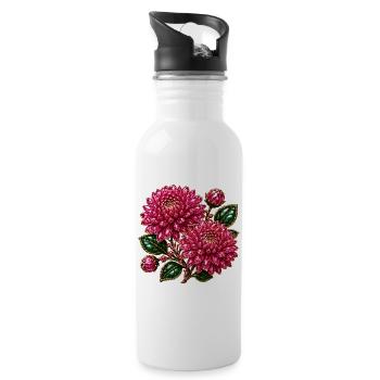 Crystal Pink Chrysanthemum Jewel - 20 oz Water Bottle - white - Right