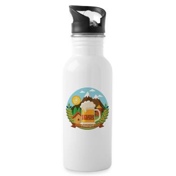 German Beer Alps Mountain Vector Emblem - 20 oz Water Bottle - white - Right
