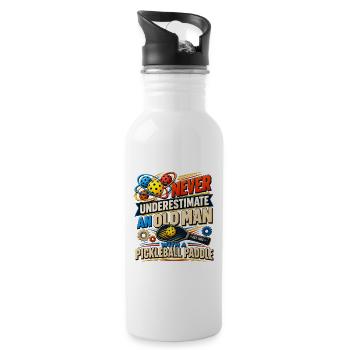 Never Underestimate Old Man Pickleball - 20 oz Water Bottle - white - Right