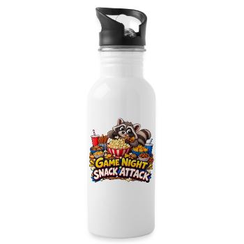 Game Night Snack Attack Raccoon - 20 oz Water Bottle - white - Right