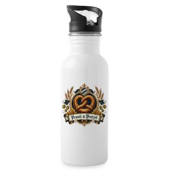 Prosit Bavarian Pretzel Crest - 20 oz Water Bottle - white - Right