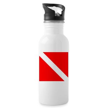 Diver Down Flag Scuba Diving Snorkeling Safety - 20 oz Water Bottle - white - Right
