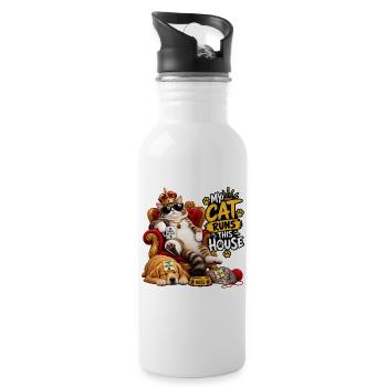 My Cat Runs This House - 20 oz Water Bottle - white - Right