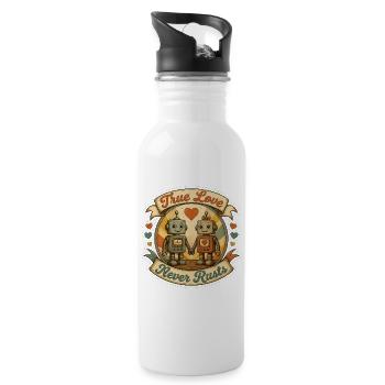 Robots in True Love - 20 oz Water Bottle - white - Right