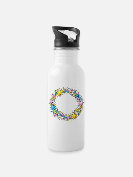 Colorful Star Wreath - 20 oz Water Bottle - white