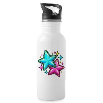 Neon Pink and Blue Stars - 20 oz Water Bottle - white - Right