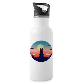 Sunset Cat Silhouette - 20 oz Water Bottle - white - Right