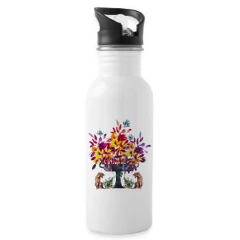 Two leopards guarding vase with flowers - 20 oz Water Bottle - white - Right