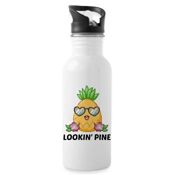 Lookin Pine Cute Pineapple Pun - 20 oz Water Bottle - white - Right