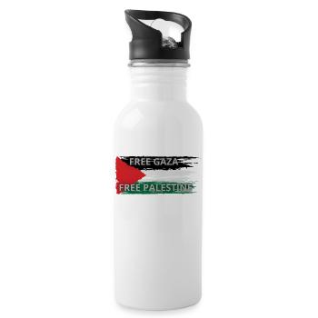 FREE PALESTINE - 20 oz Water Bottle - white - Right