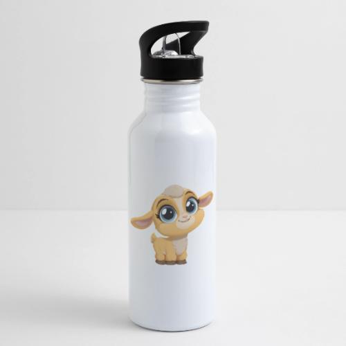 Sweet Cartoon Baby Goat with Joyful Smile - 20 oz Water Bottle