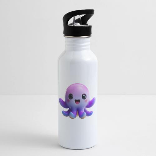 Joyful Cartoon Purple Baby Octopus with Big Smile - 20 oz Water Bottle